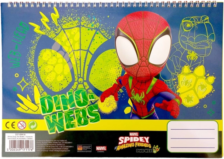 Spirālklade ar uzlīmēm Spidey A4 – 1 gab.