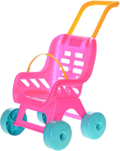 Plastmasas ratiņi lellēm – rozā Buggy