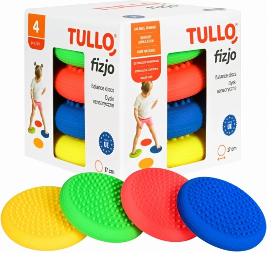 Sensorie diski līdzsvaram ar masāžas punktiem, komplekts 4 gab.