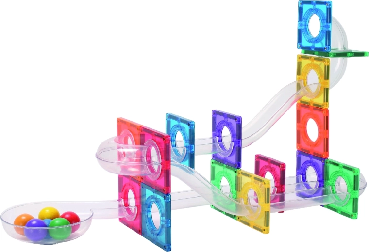 Cleverclixx magnetic marble run Compact Pack Intense - 60 pieces