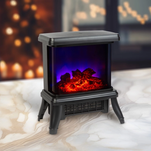 Electric Fireplace with Heater and 180° LED Flame Effect
