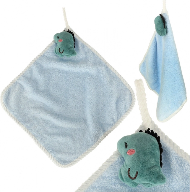 Bērnu dvielītis bērnudārzam 30 × 30 cm – zils dinozaurs