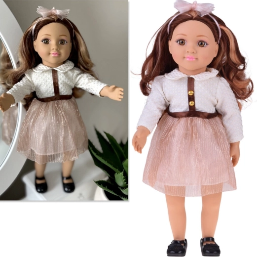 Stylish doll 48 cm with long brown hair MAY MAY GIRL