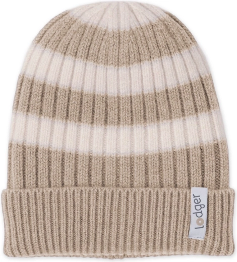 Lodger adīta merino cepure Stripe bēša (0–3 mēneši)