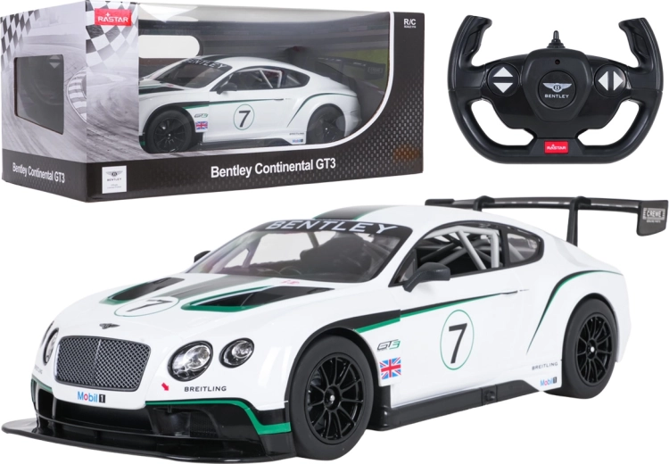 Remote-Controlled Bentley Continental GT3 RASTAR Car, 1:14 Scale, White