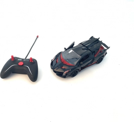 Sporta RC auto sarkani melns mērogā 1:18