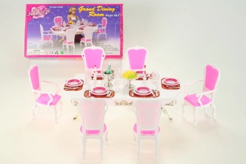 Glorie ēdamgalds ar aksesuāriem lellēm