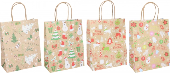 Ziemassvētku dāvanu maisiņš, izmērs S (15 × 21 × 8 cm), 4 motīvi