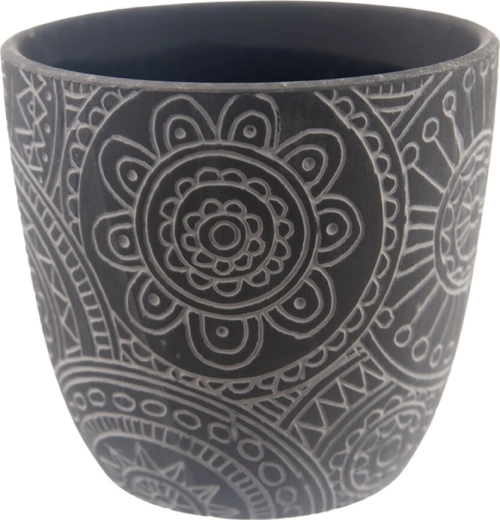 Keramikas puķu pods “Mandala” melns 13 × 13 × 12 cm