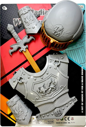 Knight Set with Silver Sword, Armor, and Helmet