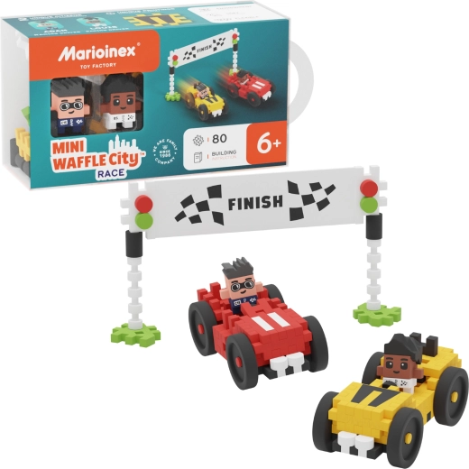 Marioinex Mini Waffle City Race Building Set, 80 Pieces