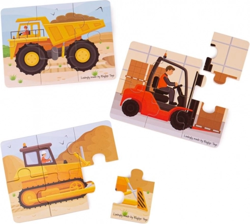 Puzle 3 vienā – būvniecības mašīnas no Bigjigs Toys