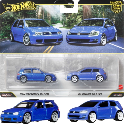 Hot Wheels Premium 2 auto komplekts Volkswagen Golf R32 (2004) un Golf MK7