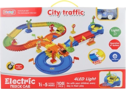 Spīdoša trase ar baterijām darbināmu autiņu