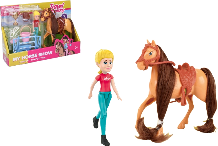 Horse with rider figurine 12.5 cm – brown