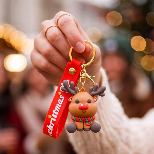 Christmas keychain with TPR figurine - 1 piece