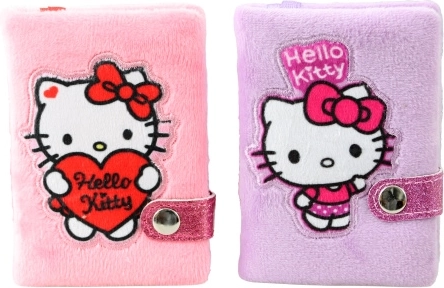 Hello Kitty plīša mini piezīmju grāmatiņa ar aizdari uz spiedpogas