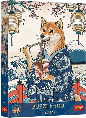 Trefl Premium Plus Puzzle Pets as Art: Shiba Noodle Meditation, 500 Pieces