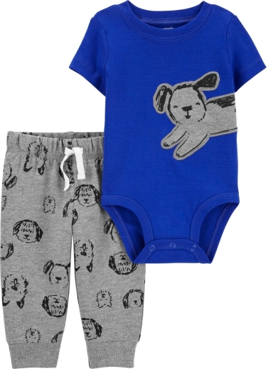 CARTER'S 2 daļu komplekts: bodijs ar īsām piedurknēm un sporta bikses Blue dog zēniem – 6 mēn.