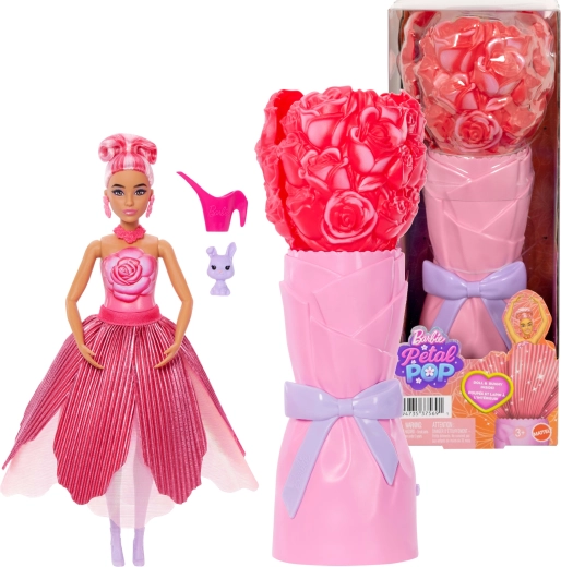Barbie Petal Pop ziedu pārsteigums ar sarkanām rozēm un aksesuāriem