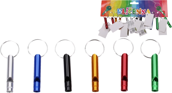 Atslēgu piekariņš ar krāsainu svilpi, 4,5 cm
