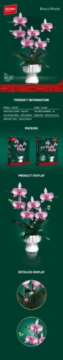 Building Set: Pink Orchid in a Flowerpot, 562 Pieces