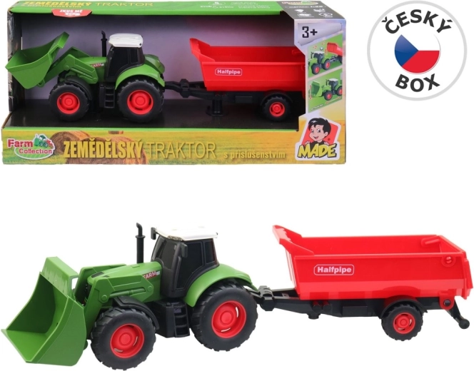 Farm Collection traktors ar piekabi ar inerces piedziņu, gaismu un skaņu 30 cm (1:32)