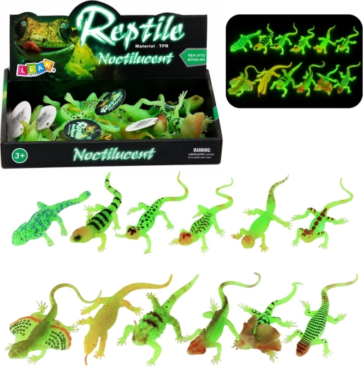 Fluorescējoša gumijas ķirzakas figūriņa, kas spīd tumsā, 15 cm