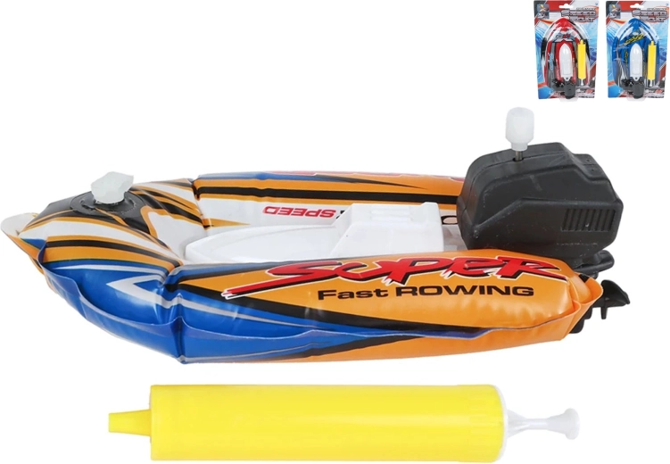 Inflatable children's boat with pump and wind-up drive 17 cm