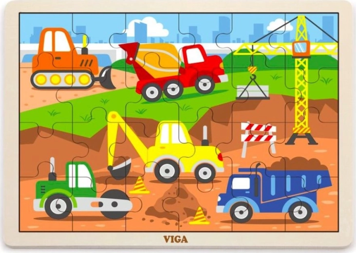 Wooden puzzles construction machines 24 pieces VIGA
