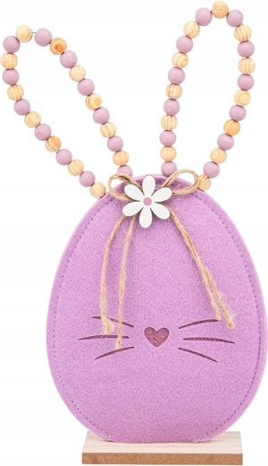 Filca dekoratīva zaķa figūriņa ar violetām pērlītēm 32 cm