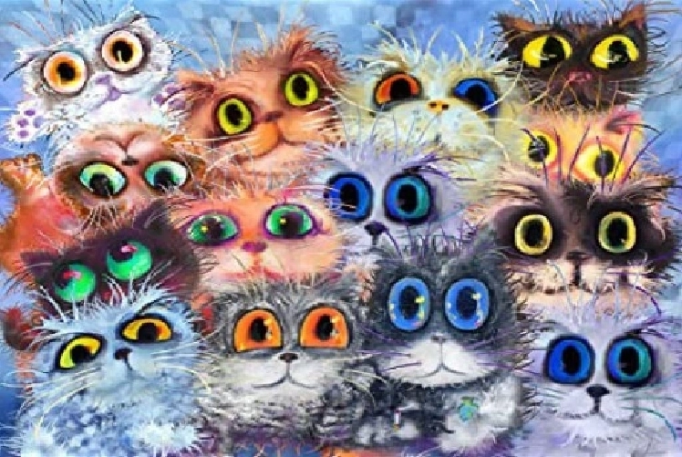 Diamond Painting – Cats with Big Eyes 30 × 40 cm