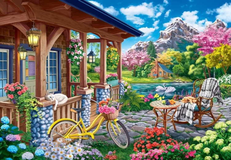 Mountainside House at Dusk Puzzle, 1000 pieces BLUEBIRD