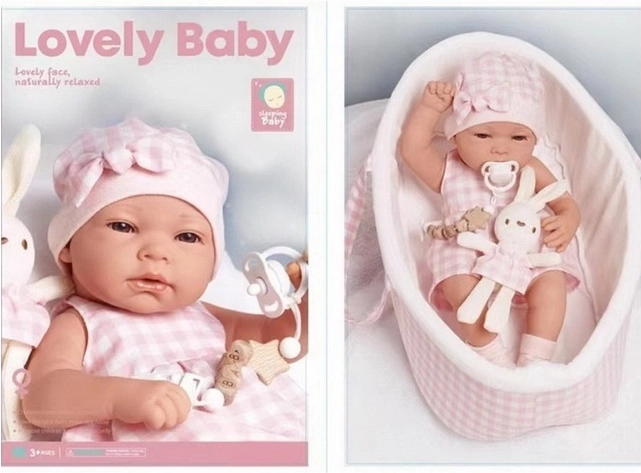 Leļļu mazulis Bobas 38 cm ar pārnēsājamo somu