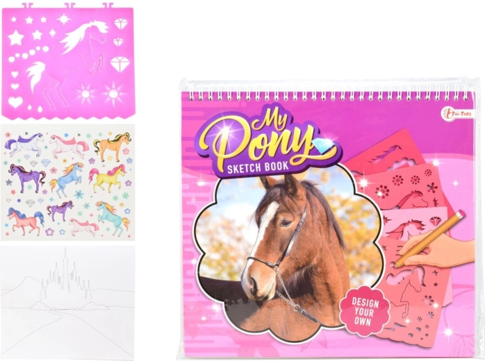 Radošs skiču bloks ar piederumiem un šabloniem MY PONY 26 cm