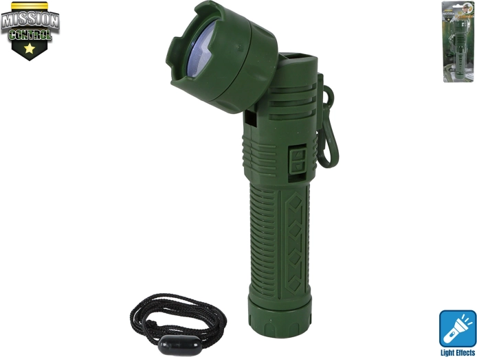 Mission Control rokas lukturītis 16 cm ar pagriežamu galvu 90°