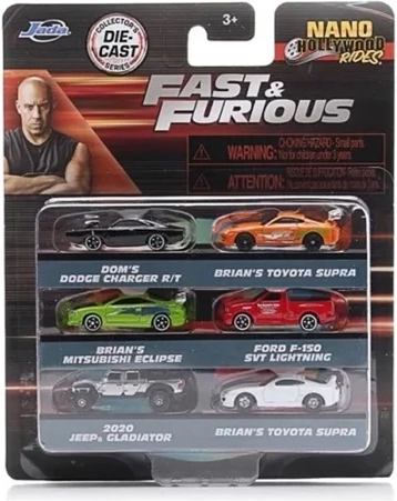 JADA Fast & Furious metāla mašīnītes 4 cm – komplekts 6 gab.