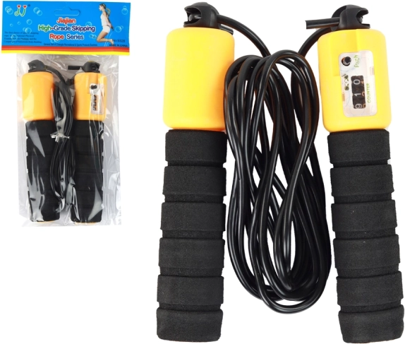 Lēkšanas virve melni oranža ar skaitītāju Fitness