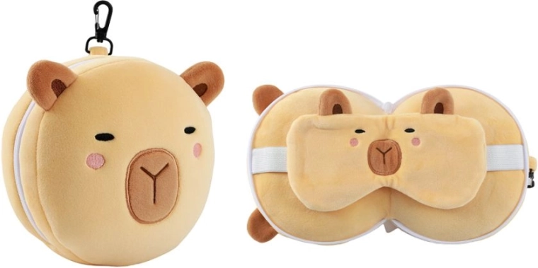 Plush Pillow with Eye Mask i-Total Capybara
