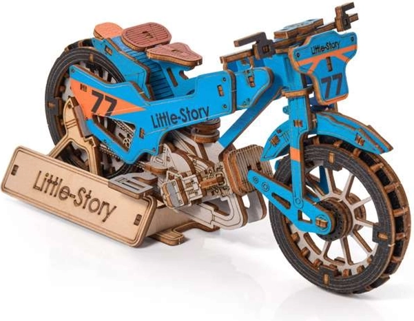 Little Story 3D Wooden Puzzle Speedway Bike Blue