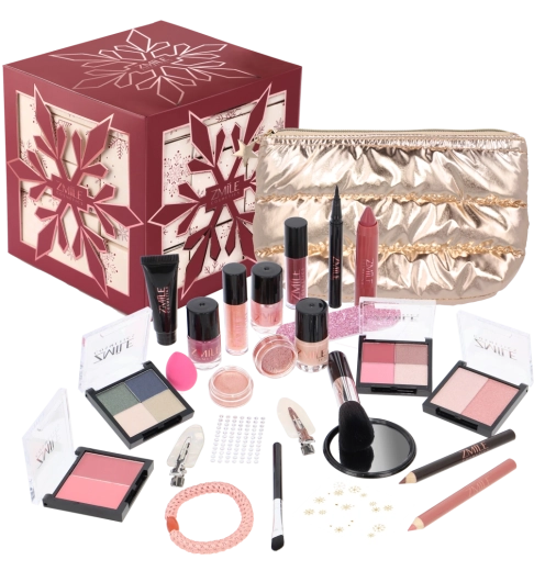 Snowflake Puzzle Advent Cosmetic Calendar in Cherry Red