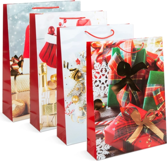 Christmas paper gift bag for a bottle - 1 piece