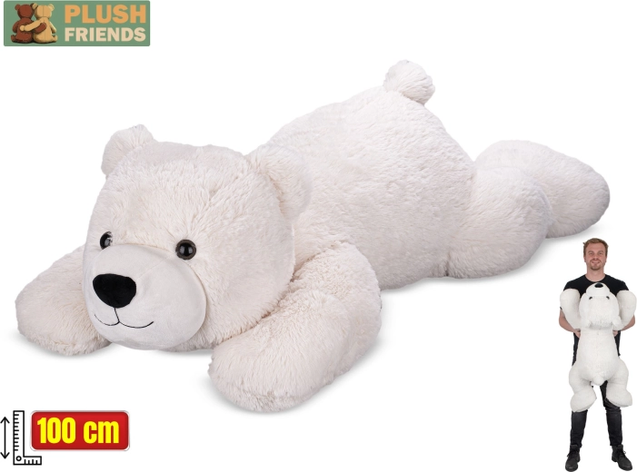 Pūkains polārlācis Plush Friends 100 cm – guļošs mīļais draugs