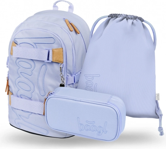 Baagl skolas komplekts Skate Lilac – mugursoma, penālis un maisiņš