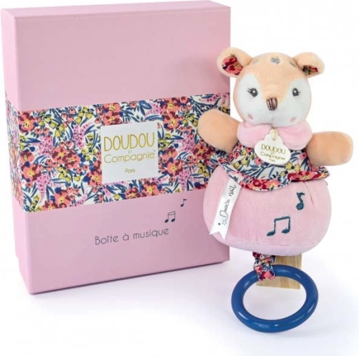 Dāvanu komplekts DOUDOU – plīša stirniņa ar melodiju 20 cm