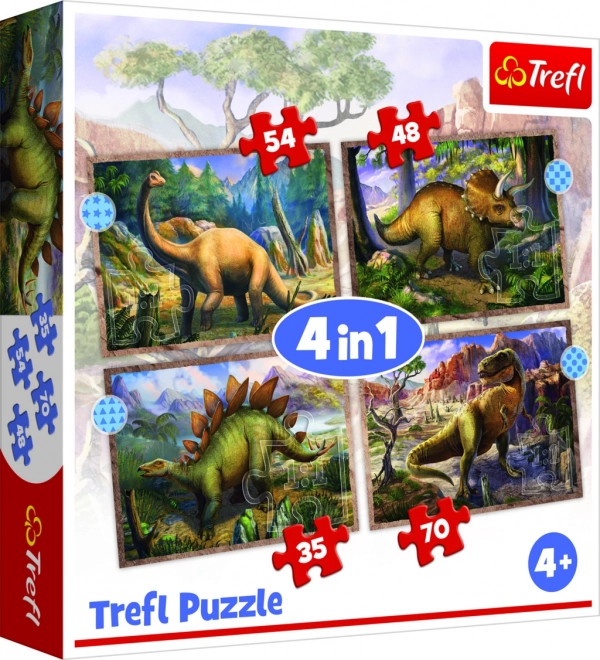 Puzle 4 vienā “Interesantie dinozauri”