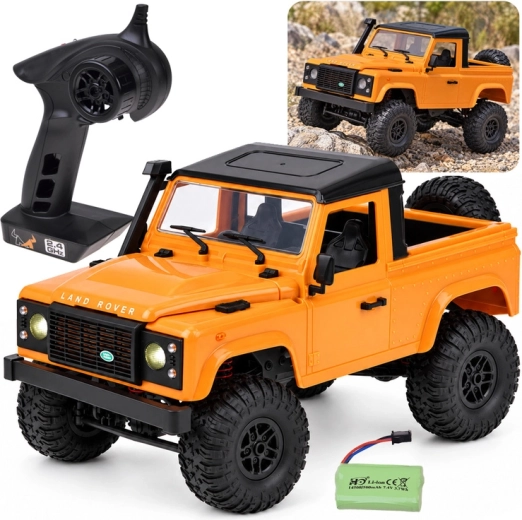 Remote-Controlled Land Rover Defender Pickup 4x4 Off-Road Car in 1:12 Scale