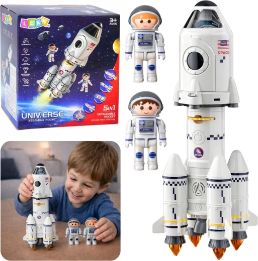 Izglītojoša 5-in-1 raķete ar astronautiem, gaismām, skaņām un projektoru