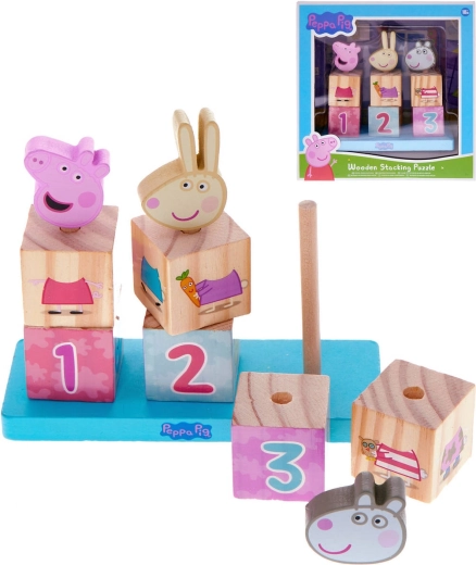 Peppa Pig Wooden Lacing Cubes, 9 Pieces