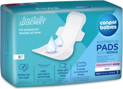 Canpol babies Postpartum Pads with Wings Night 8 pcs